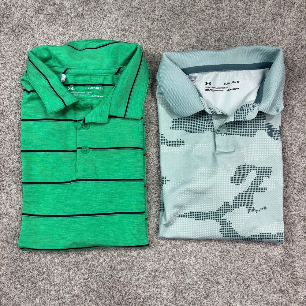 2 Under Armour Youth Large boys golf polos